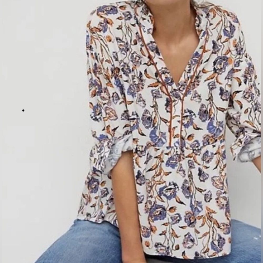 PORRIDGE Keegan Ruffled Babydoll Blouse Floral Small